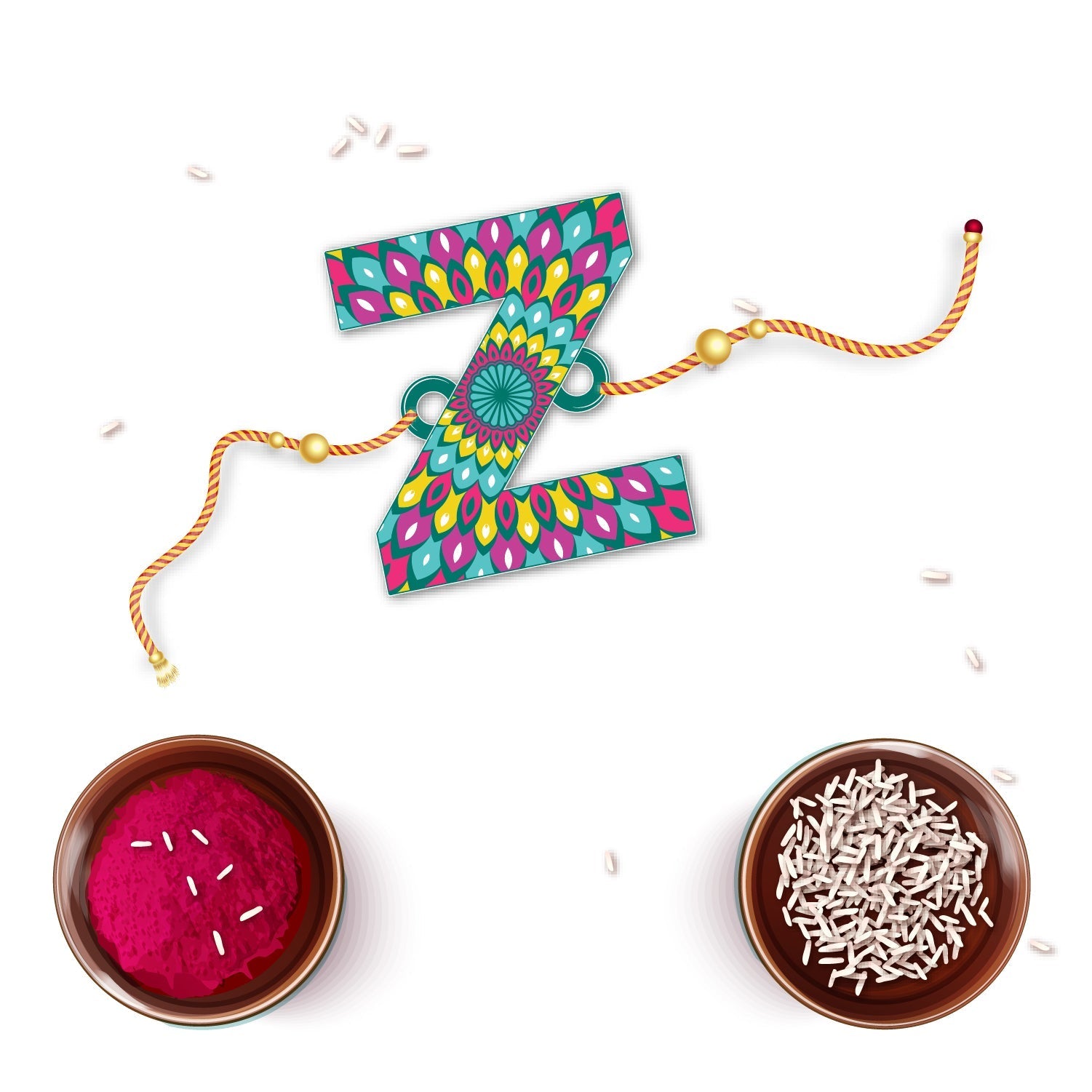 Indianvibez Alphabet Z Wooden Rakhi - Kids Rakhi