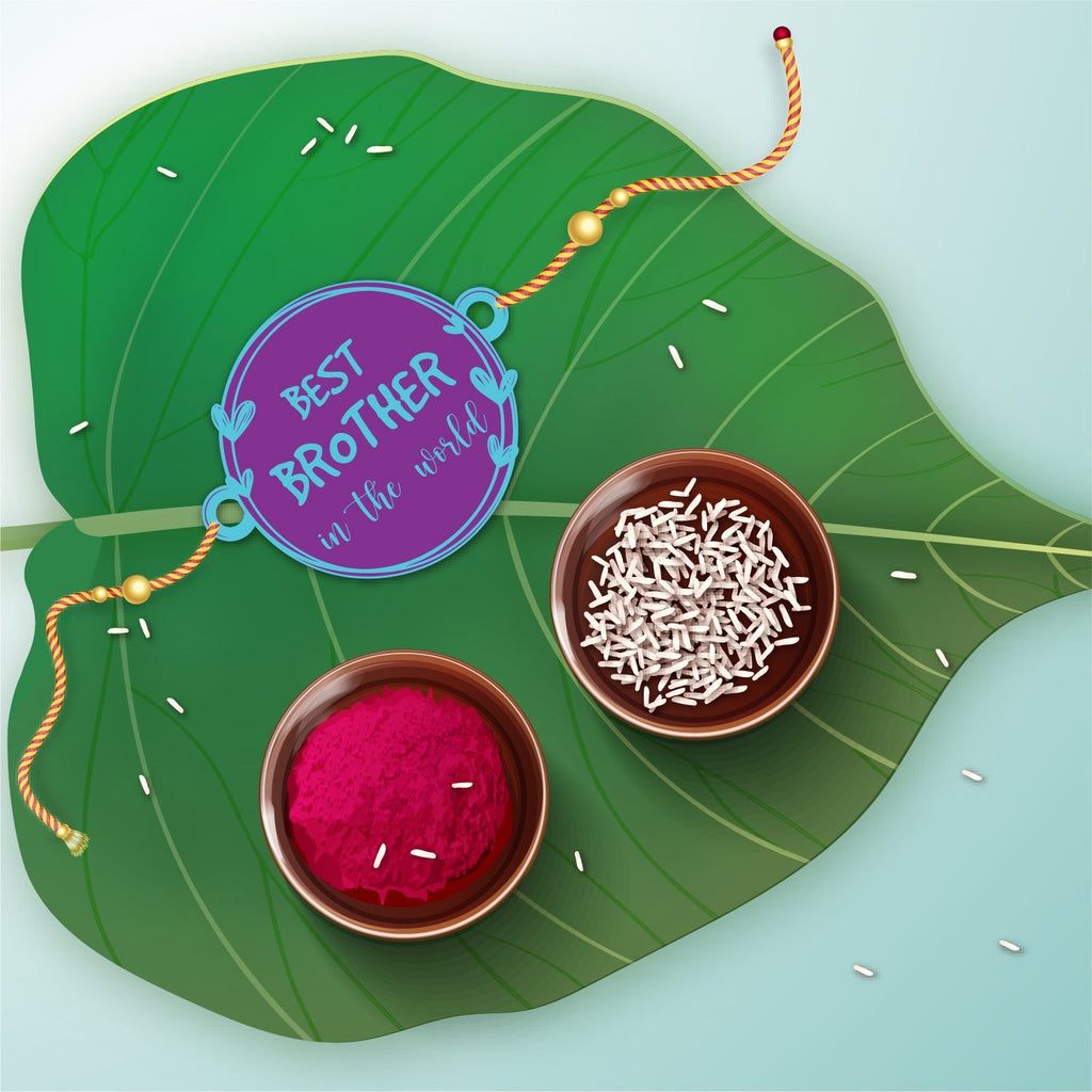 Indianvibez Best Brother in the World Wooden Rakhi with Rudraksha Thread| Rakhi for Bhaiya, Shop India - Kids Rakhi