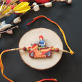 Indianvibez Biker Bhai Wooden Rakhi with Rudraksha, Motorcycle Rakhi for Bro, Shop India - Kids Rakhi