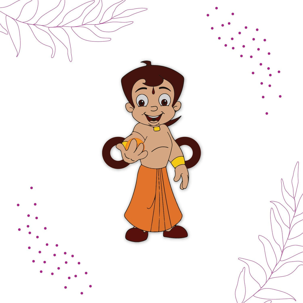 Indianvibez Chota Bheem Wooden Rakhi with Rudraksha, Cartoon Rakhi for Bro, Shop India - Kids Rakhi