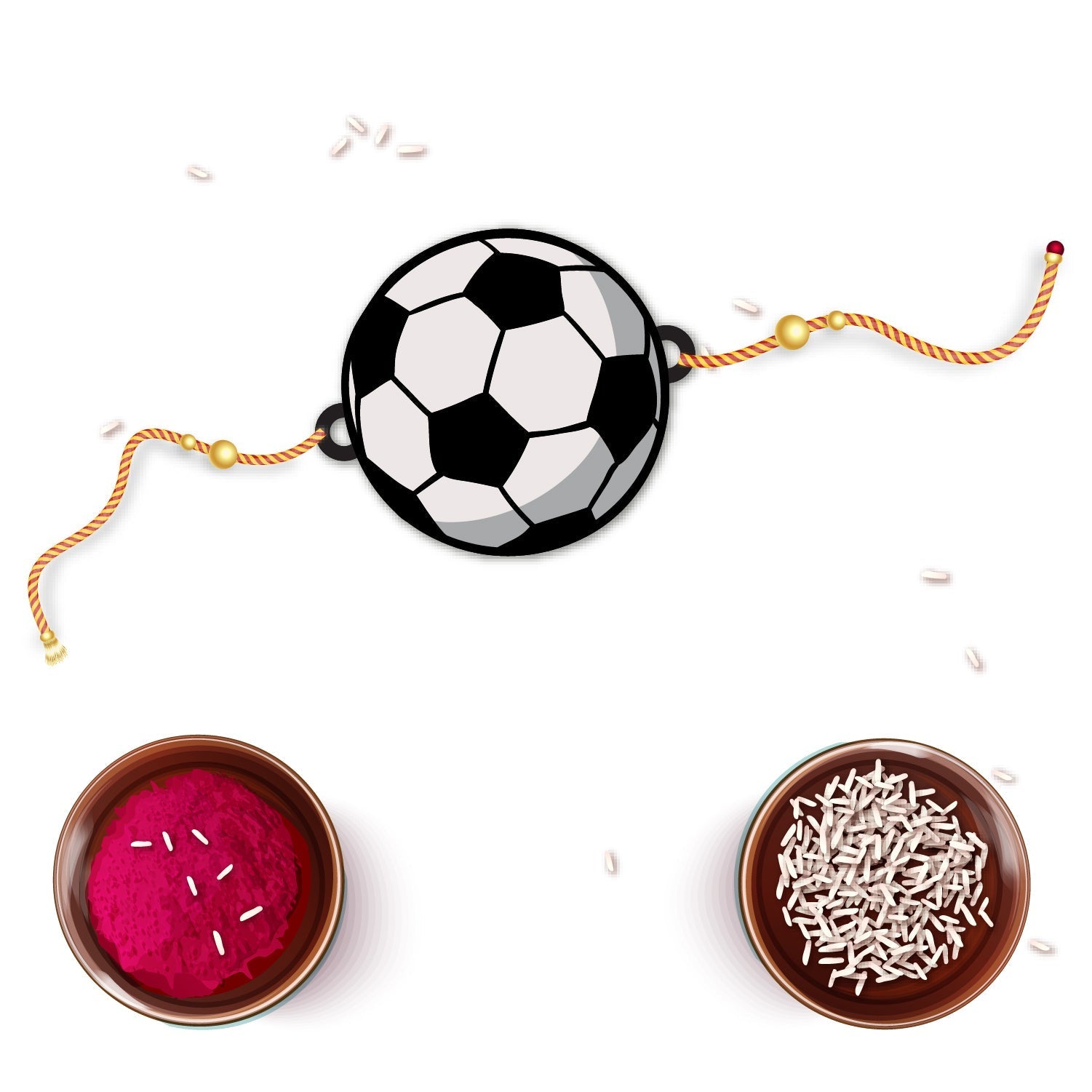 Indianvibez Football Wooden Rakhi with Rudraksha, Soccer Rakhi for Bro, Shop India - Kids Rakhi