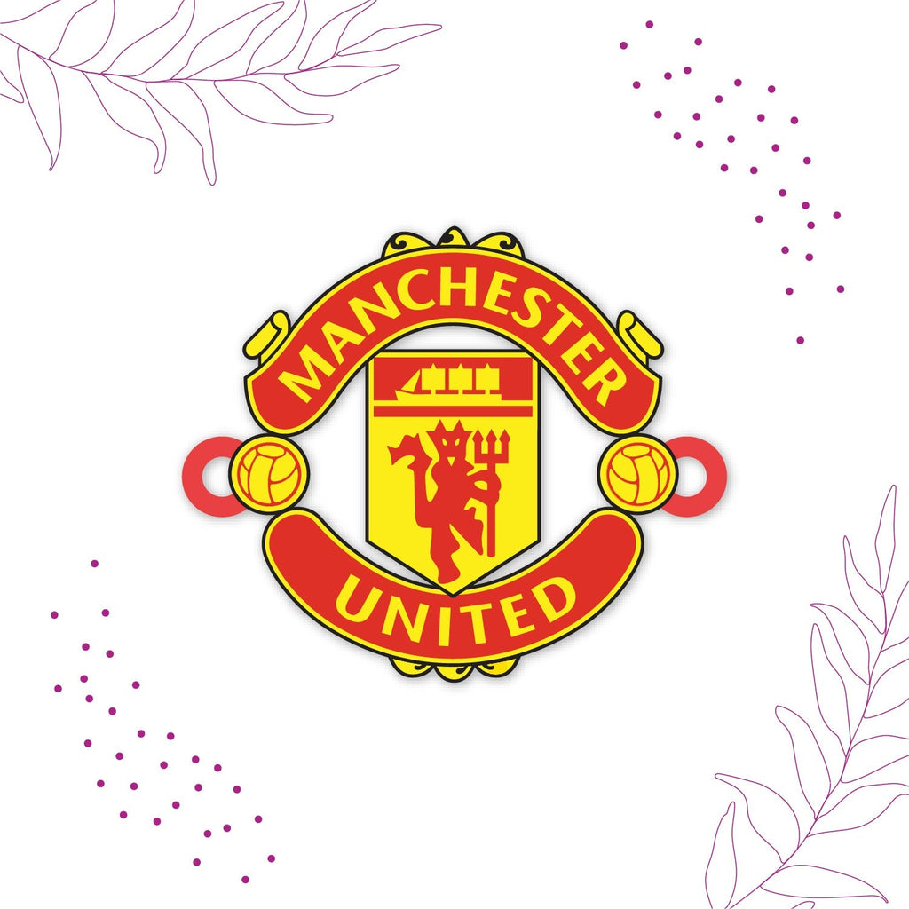 Indianvibez Manchester United Wooden Rakhi with Rudraksha, Football Rakhi for Bro, Shop India - Kids Rakhi