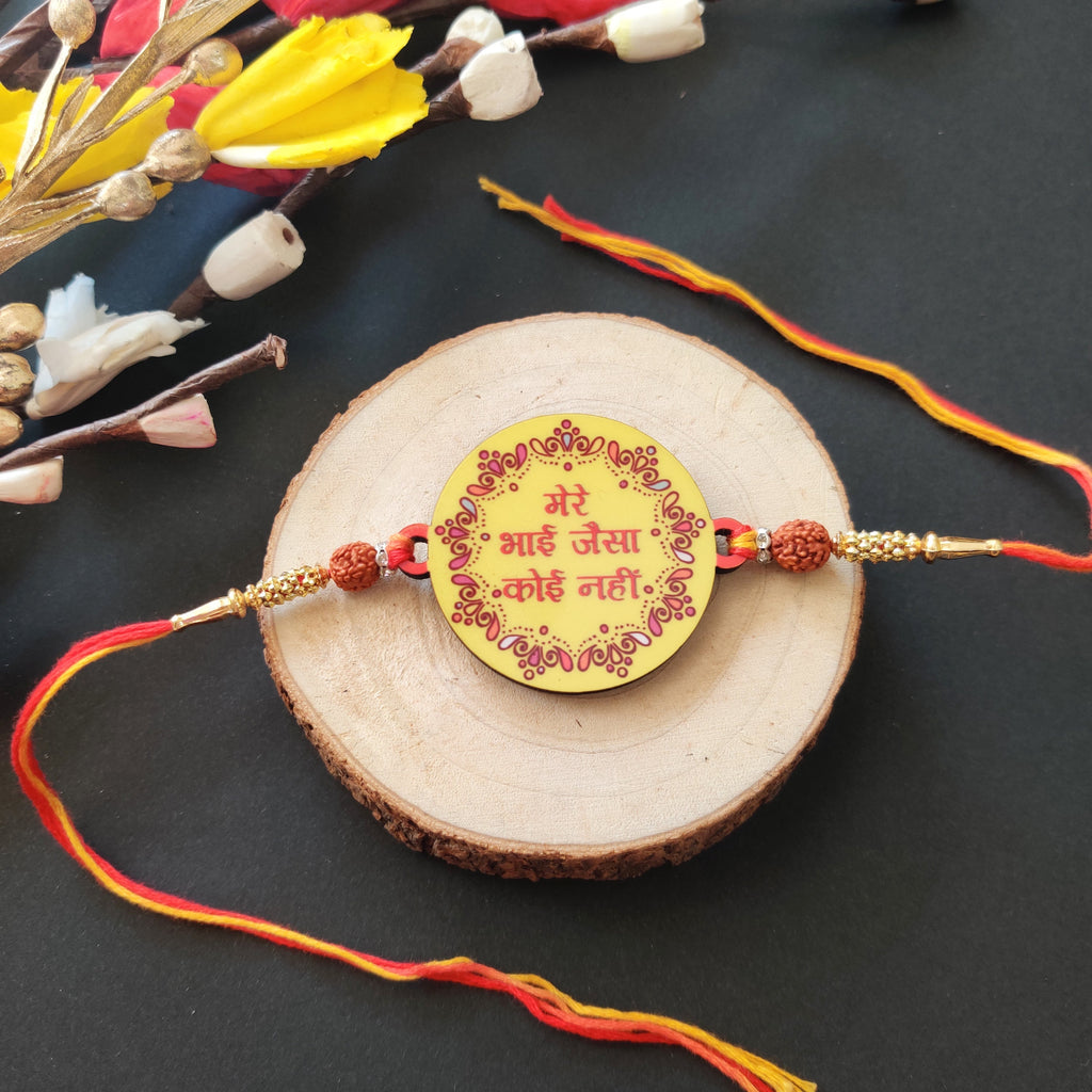 Indianvibez Mere Bhai Jaisa Koi Nahi Rakhi, Rakhi with Rudraksha Thread - Kids Rakhi