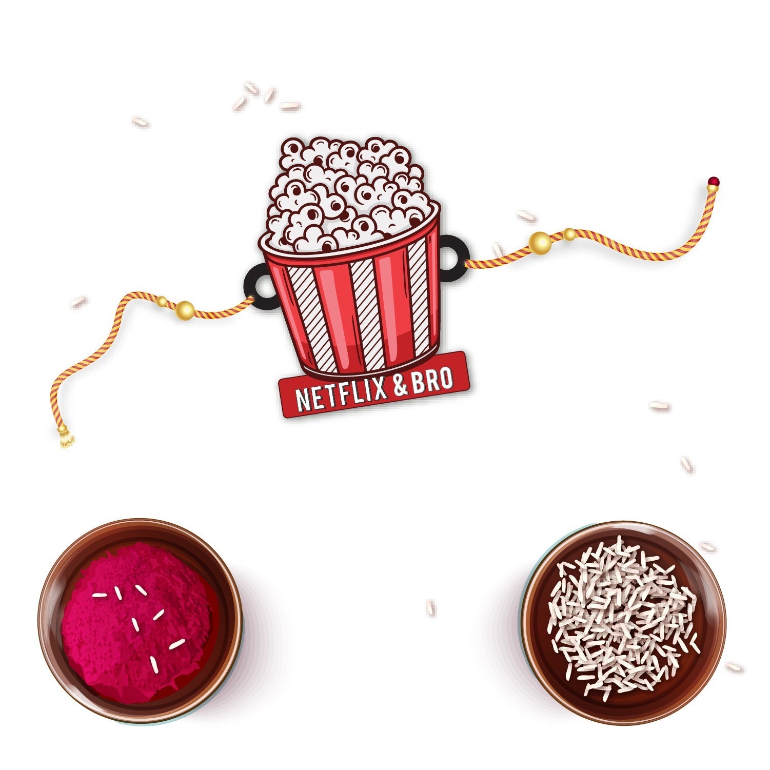 Indianvibez Netflix & Bro Wooden Rakhi with Rudraksha, Chill Bhai Rakhi, Shop India - Kids Rakhi