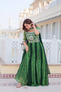 Lehenga Mart Designer Georgette Bandhej Gown & Dupatta