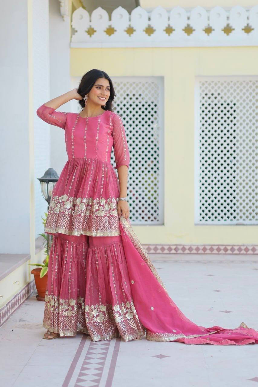 Lehenga Mart Pure Simmer Top & Sharara for womens