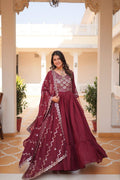 Lehenga Mart Georgette Long Gown & Dupatta for wedding Party wear
