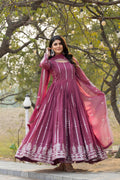 Lehenga Mart Georgette Long Gown & Dupatta for wedding Party wear