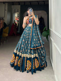 Lorenvalley Rama Pure Rayon Navratri Chaniya Choli, Complete With Sophisticated Printed Foil Work And Gamthi Patch & Lace Touch-Up