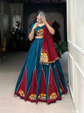 Lorenvalley Rama Pure Cotton Plain And Gamthi Patch Work With Gota Patti Lehenga Choli with Dupatta