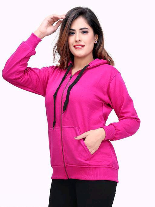 PAVONINE Rani Color Casual Winter Wear Hoodie Sweatshirt For Girls
