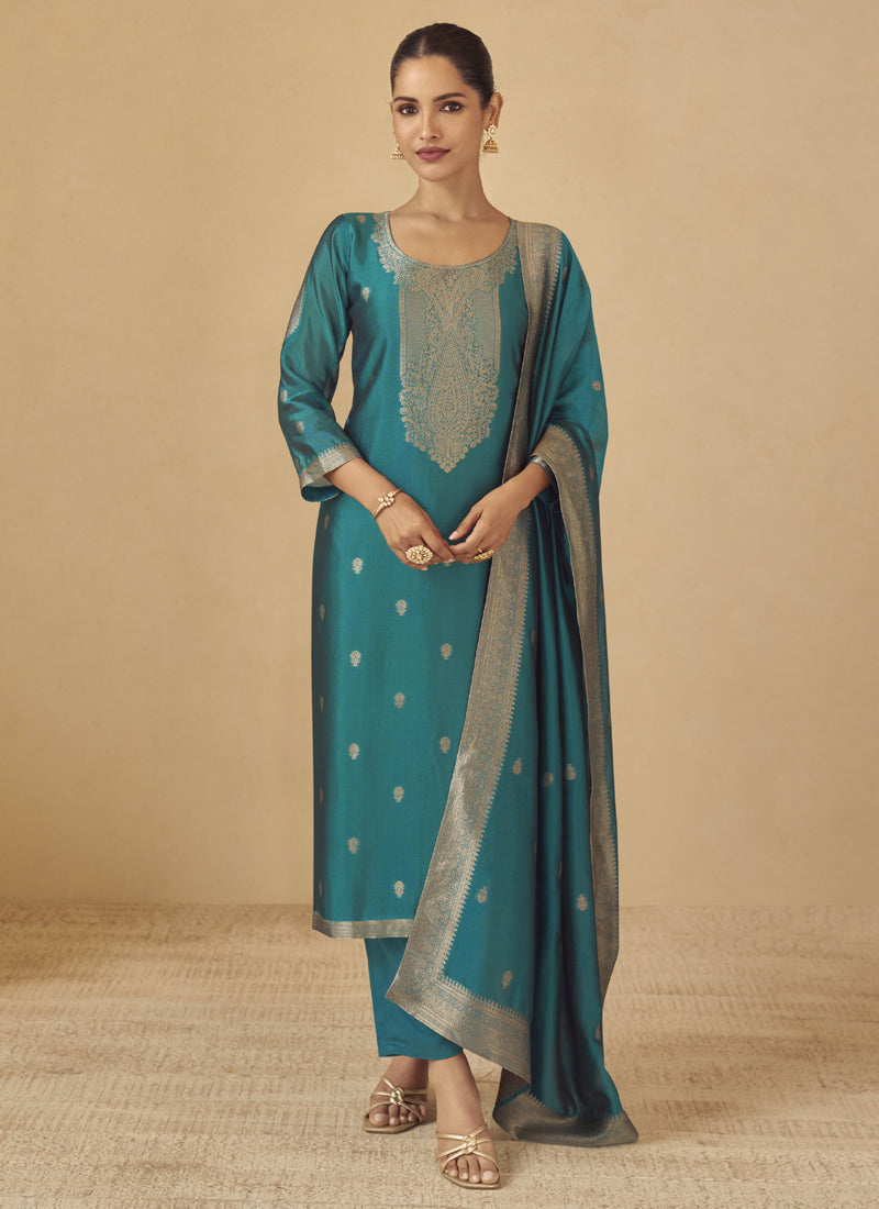 Vegaa Fashion Rama Viscose Silk Jacquard Wedding Wear Salwar Suit