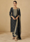 Vegaa Fashion Black Viscose Silk Jacquard Wedding Wear Salwar Suit