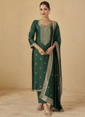 Vegaa Fashion Green Viscose Silk Jacquard Wedding Wear Salwar Suit