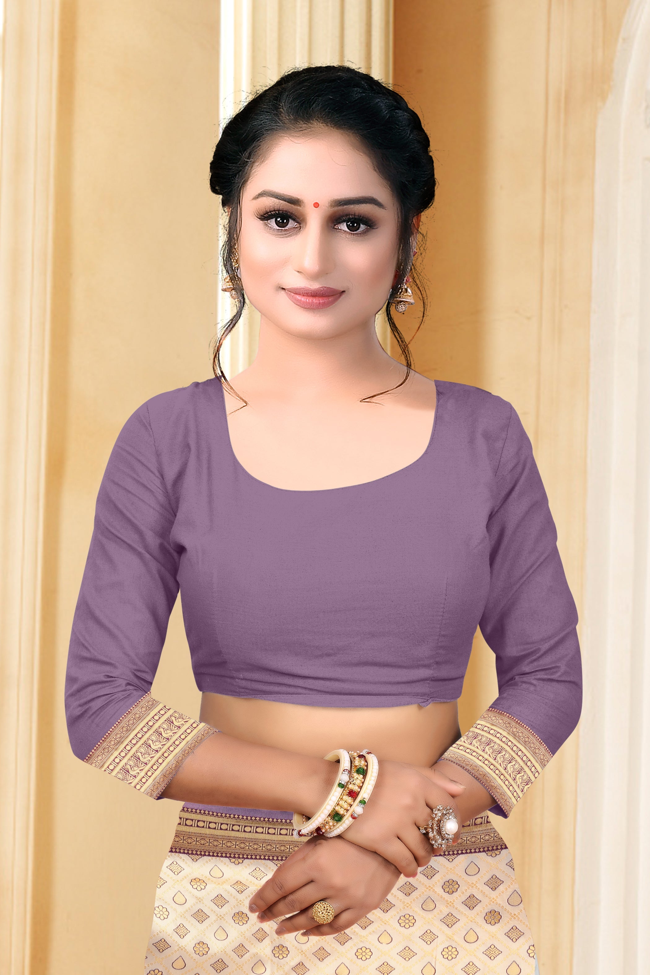 Vedant Vastram Litchi Silk Designer Banarasi Saree - Cream
