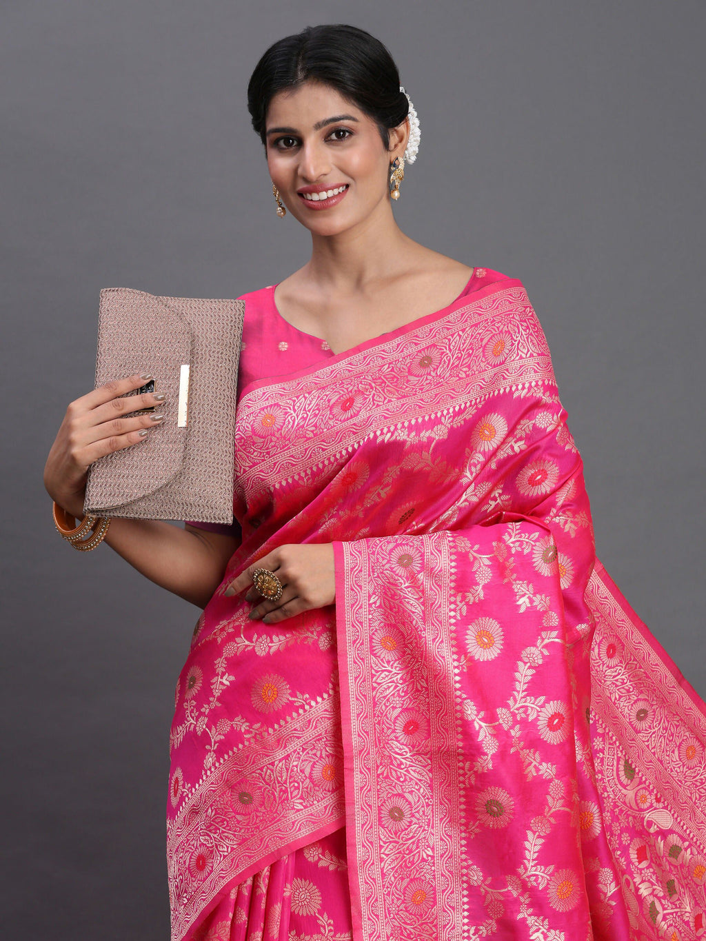 Shree Shyam Fashion Banarasi Silk Pink Saree