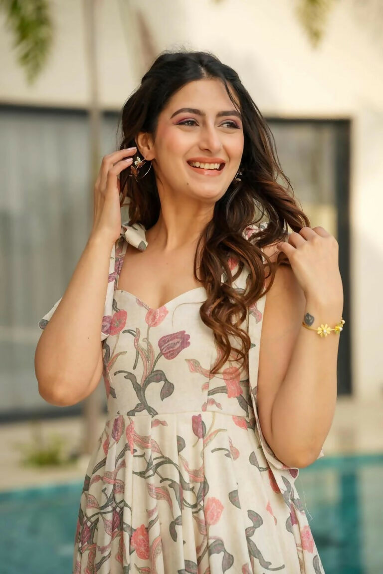 Aayaa Designer Cambric Cotton Printed Full Flaired Gown - Multi Color