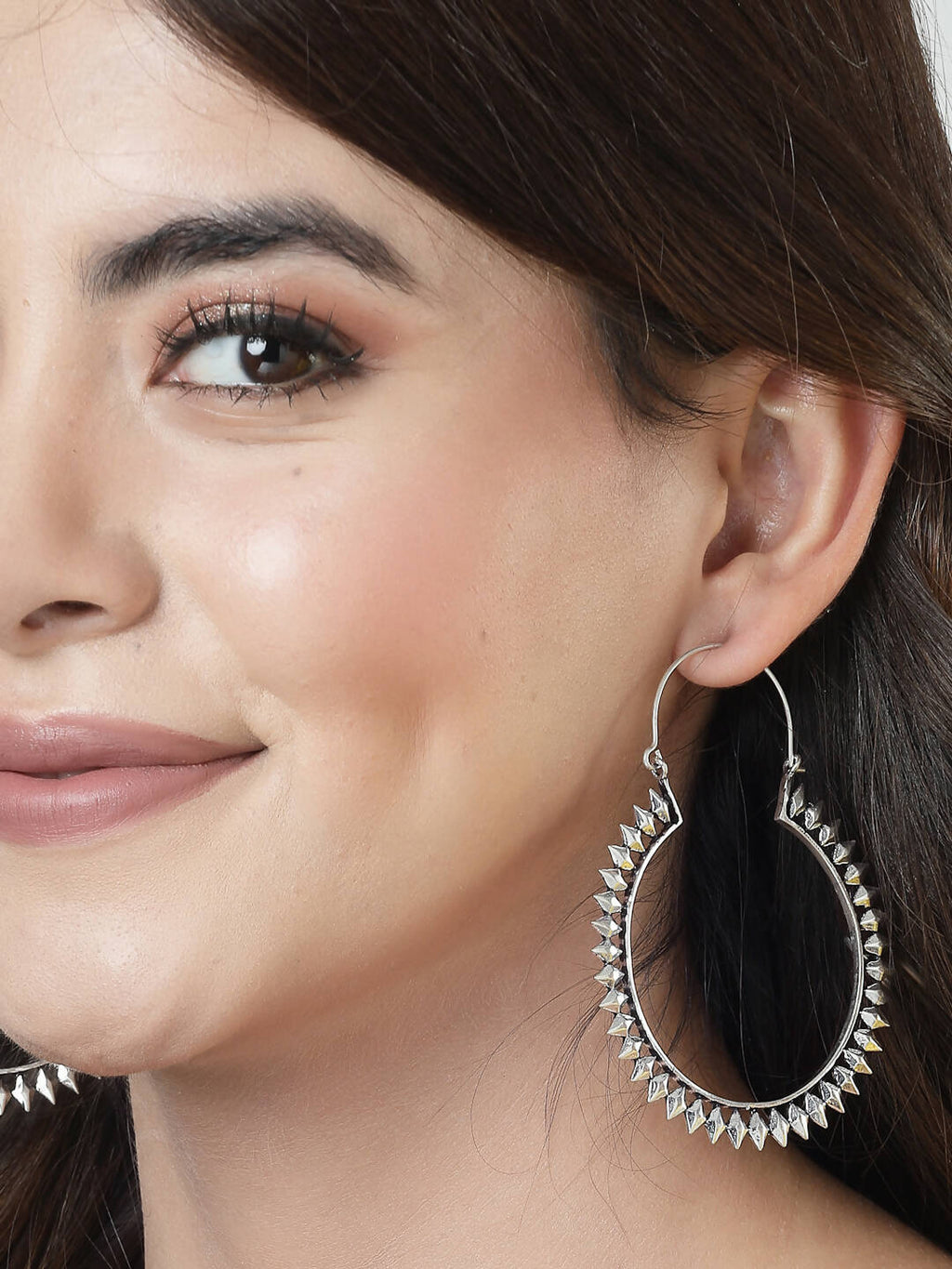NVR Women Silver Full Circular Hoop Earrings