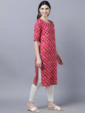 Myshka Women Pink Printed Straight Kurta