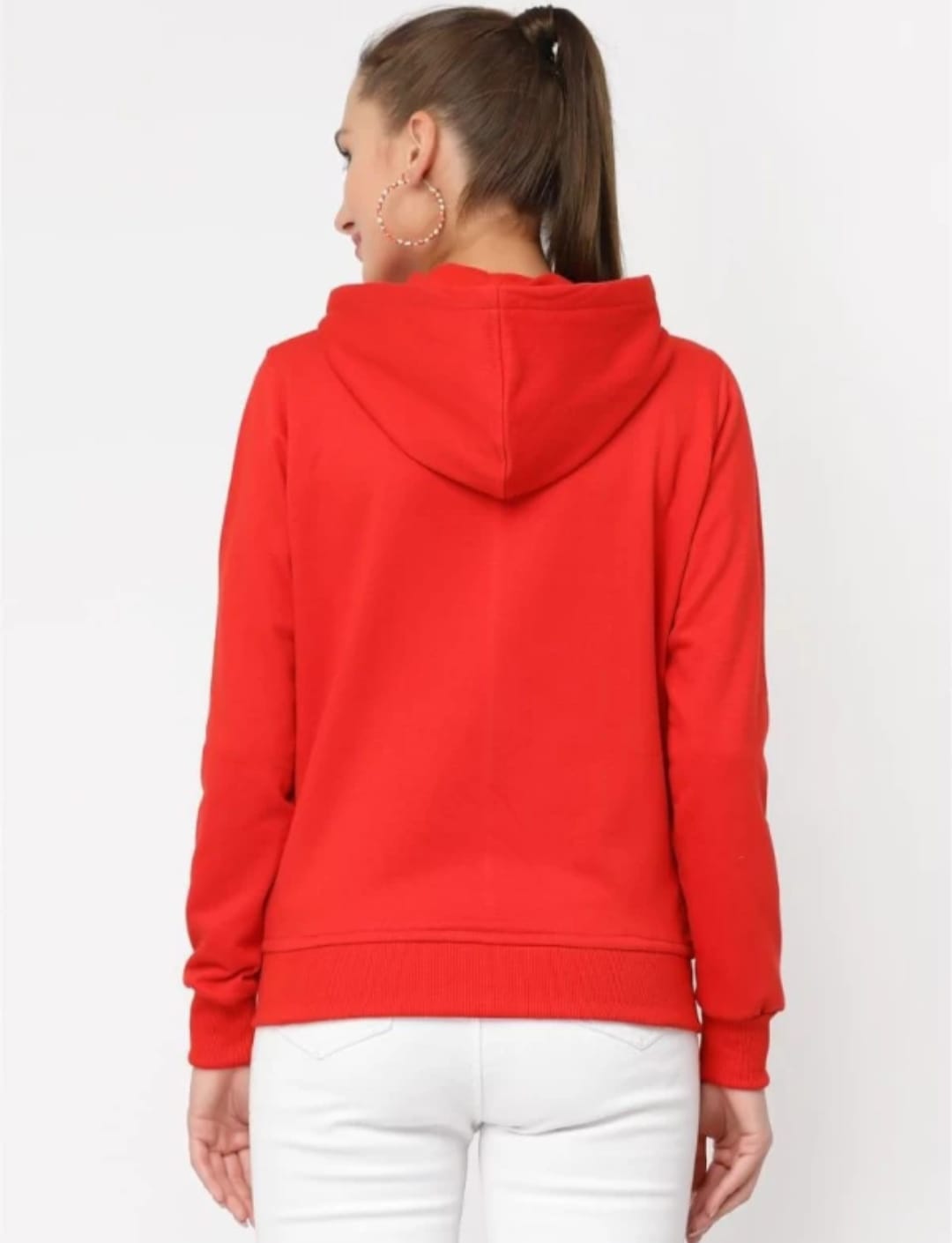 PAVONINE Red Color Casual Winter Wear Hoodie Sweatshirt For Girls