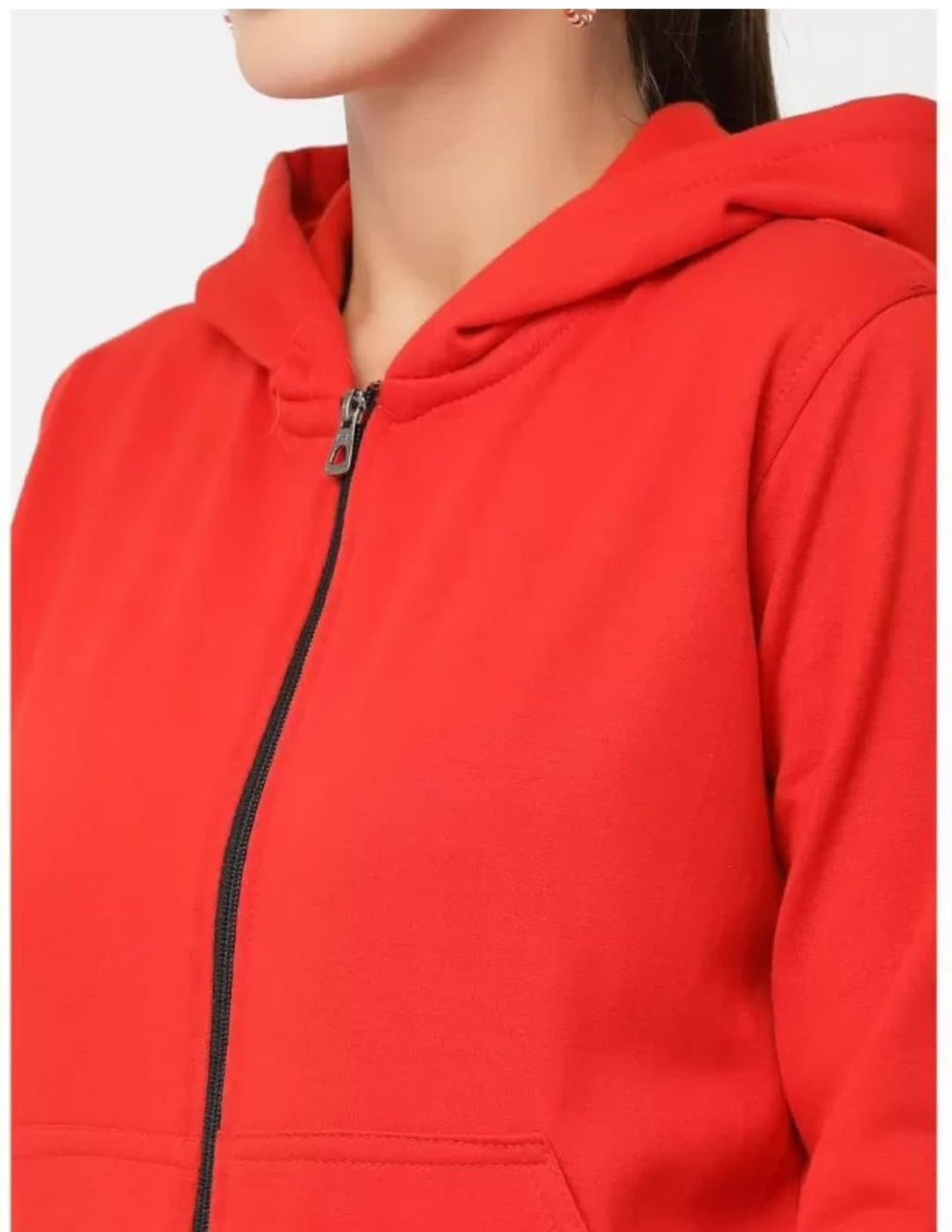 PAVONINE Red Color Casual Winter Wear Hoodie Sweatshirt For Girls