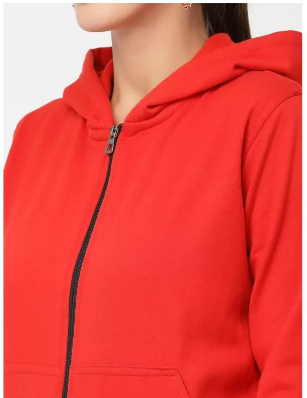 PAVONINE Red Color Casual Winter Wear Hoodie Sweatshirt For Girls
