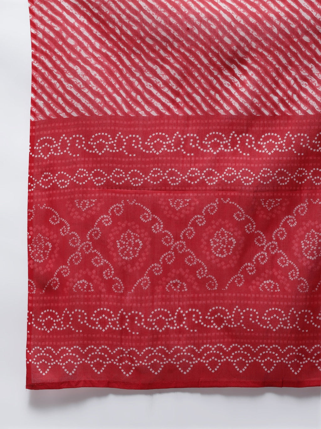Yufta Red Bandhani Embroidered Dupatta Set
