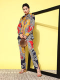 Yufta Red Paisley Printed Satin Co-Ords