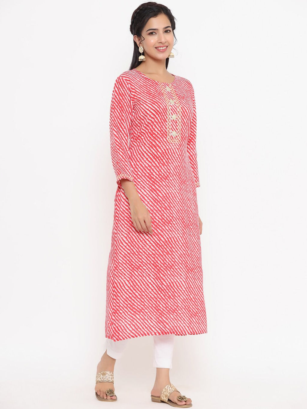 Yufta Red Printed Kurta