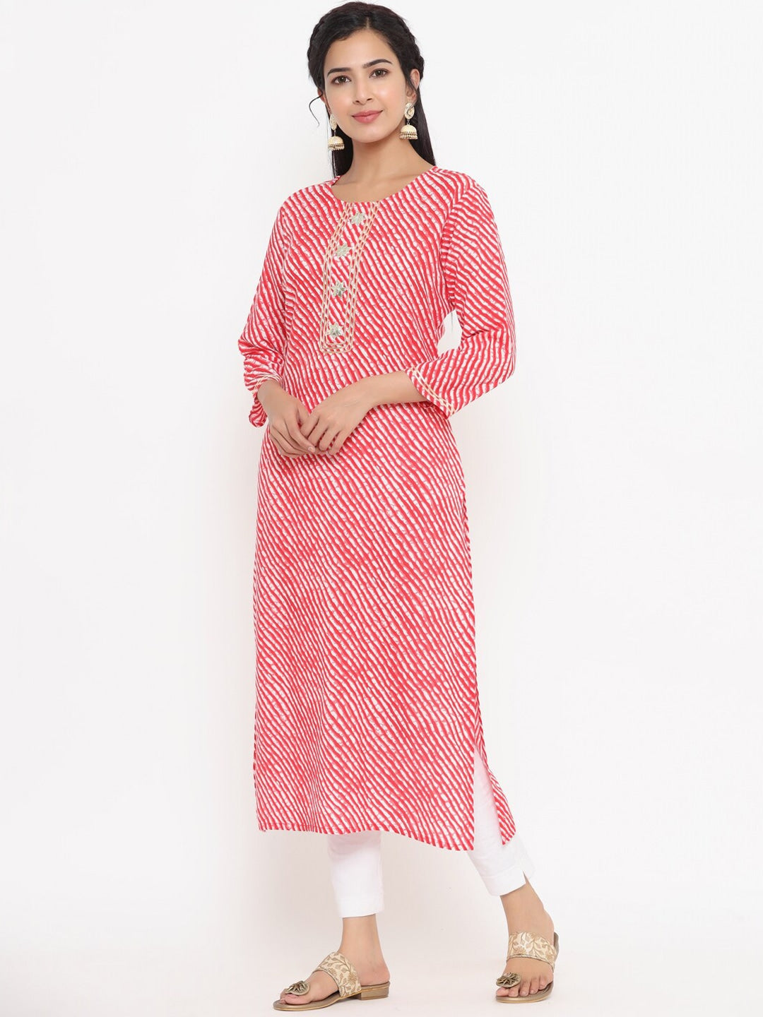 Yufta Red Printed Kurta