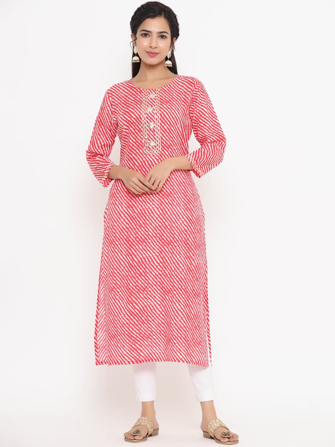 Yufta Red Printed Kurta