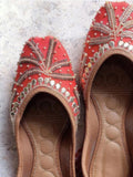 Desi Colour Women Indian Ethnic Footwear-Red Half Wheel