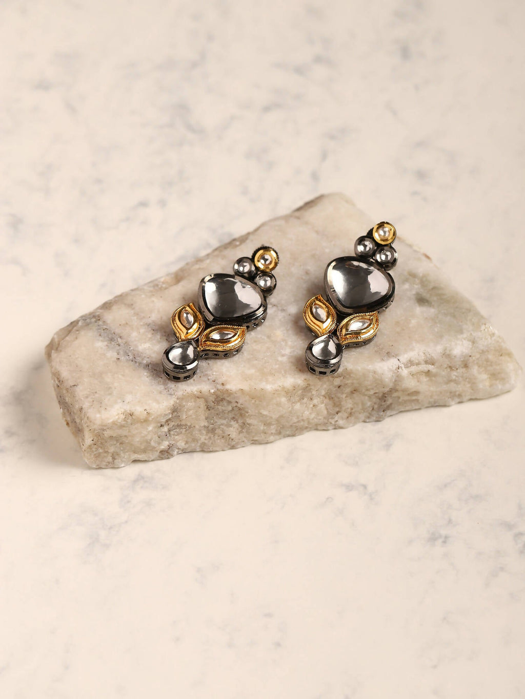 Silver-Plated Contemporary Drop Earrings - Ruby Raang