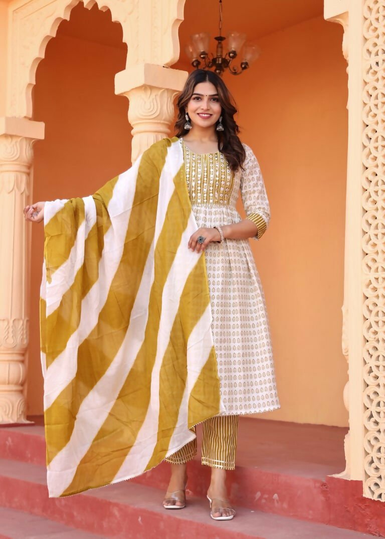 Alvano Printed 3Pcs Kurti Set for Women's and Girls Rayon