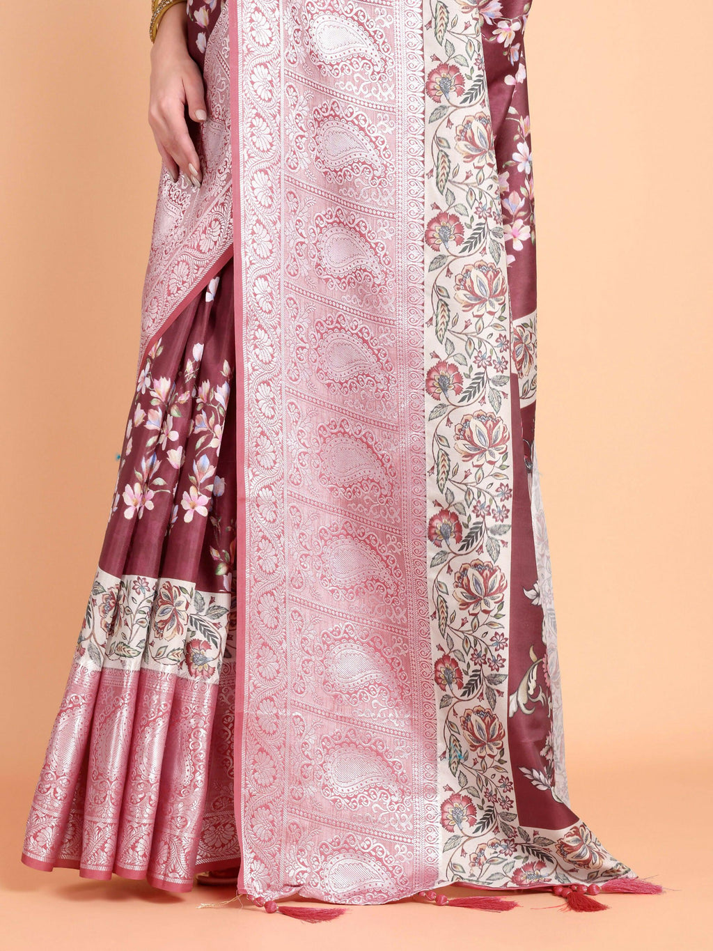 Vamsee Bhavi Maroon Georgette Saree