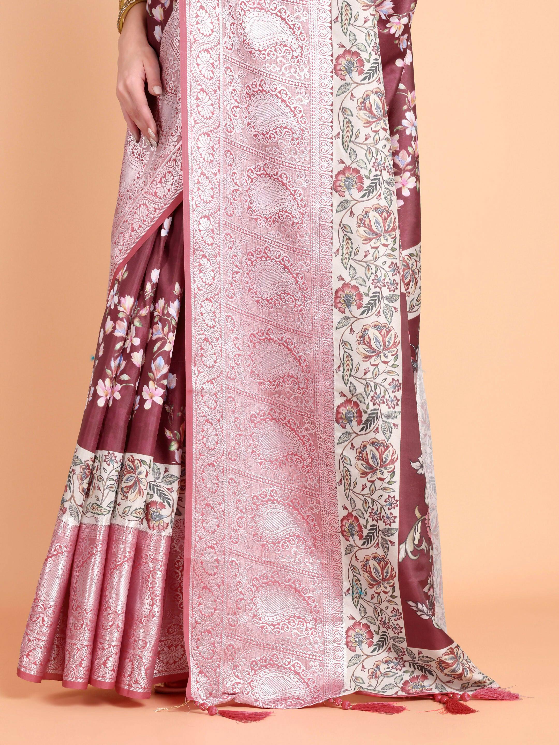 Vamsee Bhavi Maroon Georgette Saree
