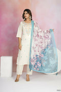 Ethnic Festive Wear Viscose Chanderi Off White Stitched Suit With Dupatta - Tanisha