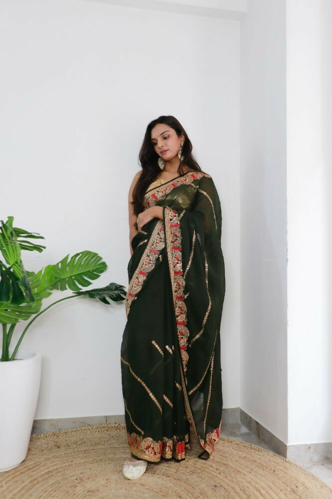 Vamsee Aaradhna Green Georgette Saree