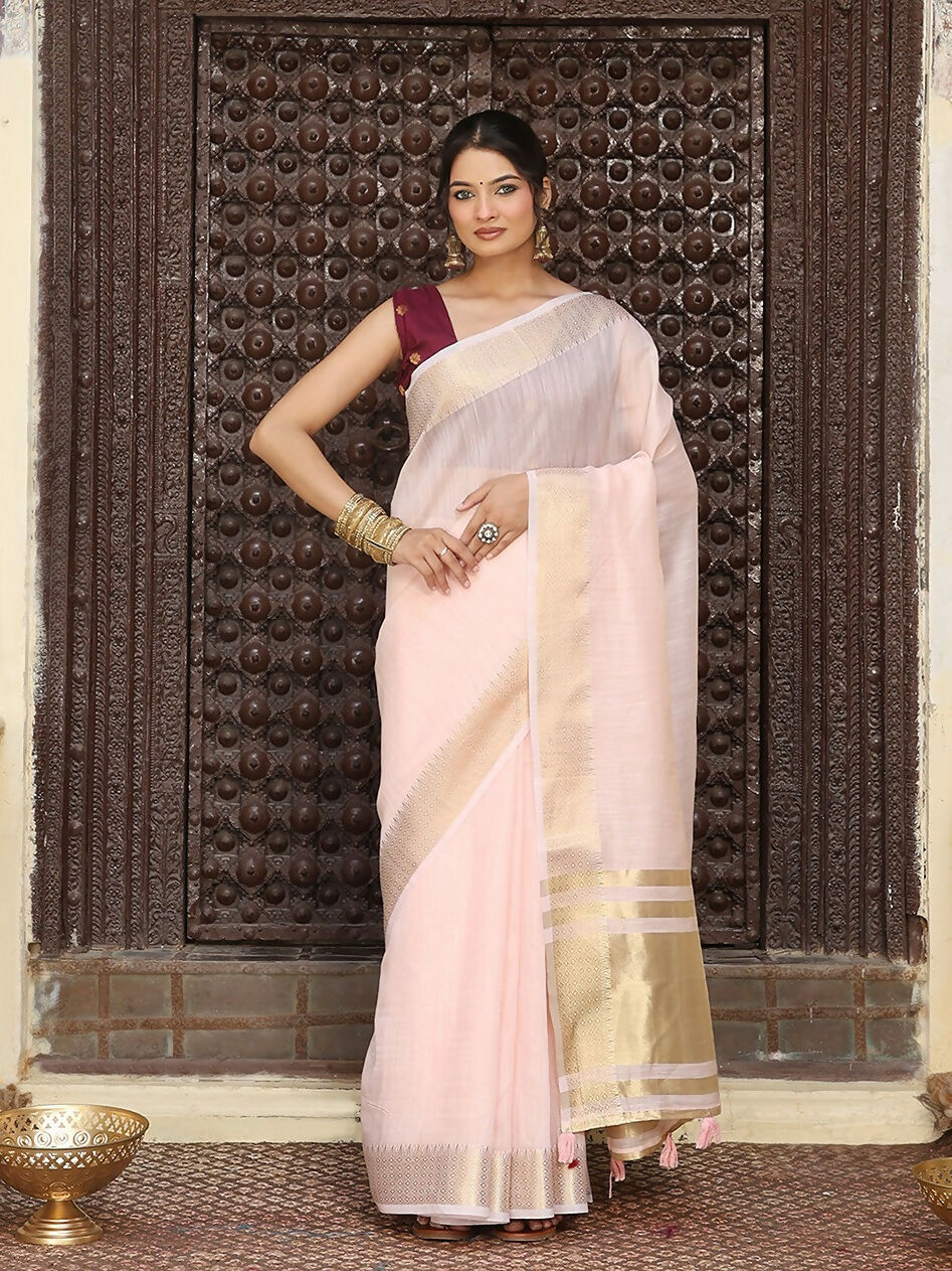 Shree Shyam Fashion Light Pink Cotton Saree