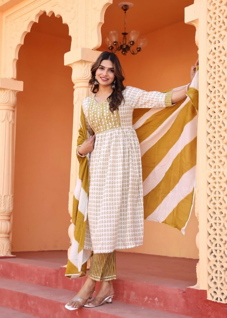Alvano Printed 3Pcs Kurti Set for Women's and Girls Rayon