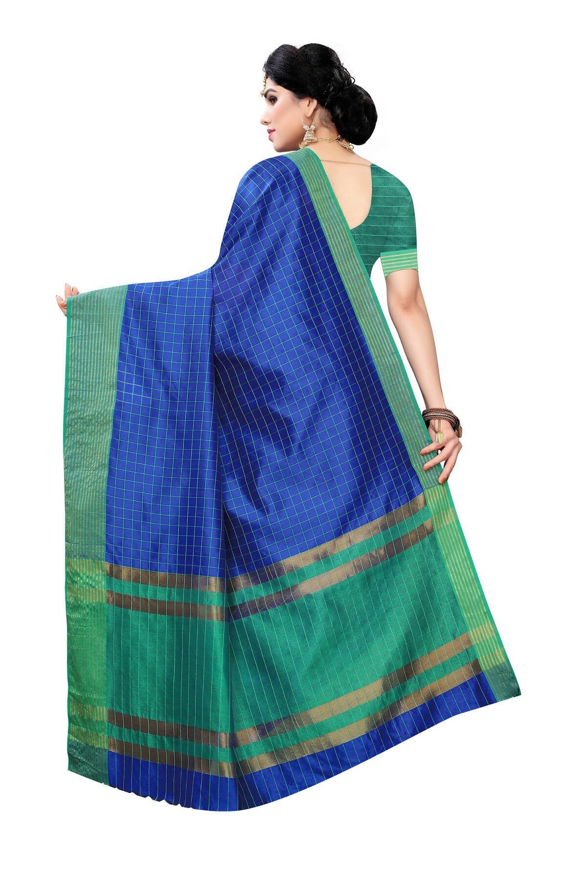 Vamika Blue Cotton Silk Weaving Saree (Manipuri Blue)