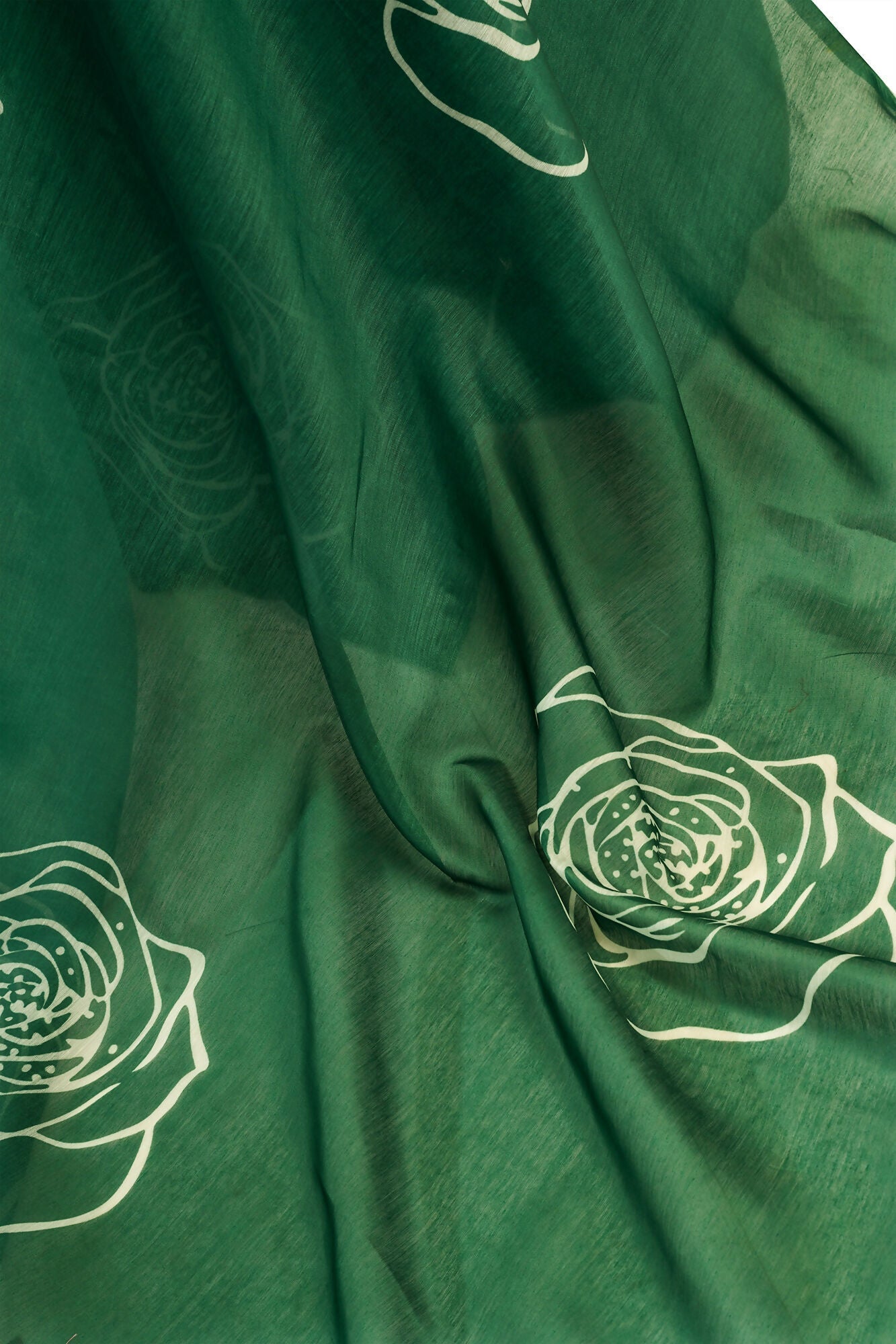 Vastranavya Green Digital Printed Linen Ready To Wear Designer Saree with Unstitched Blouse