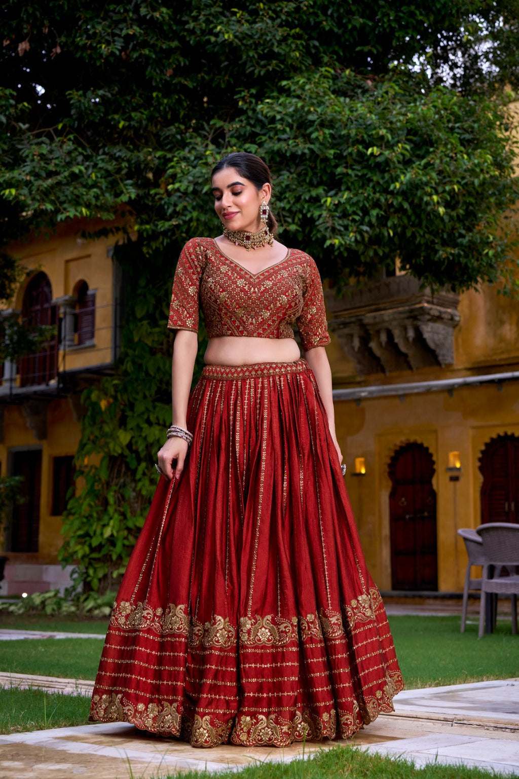 Lorenvalley Fashion Orange Rangoli Crush Sequins and Thread Embroidery Work Lehenga Choli with Dupatta