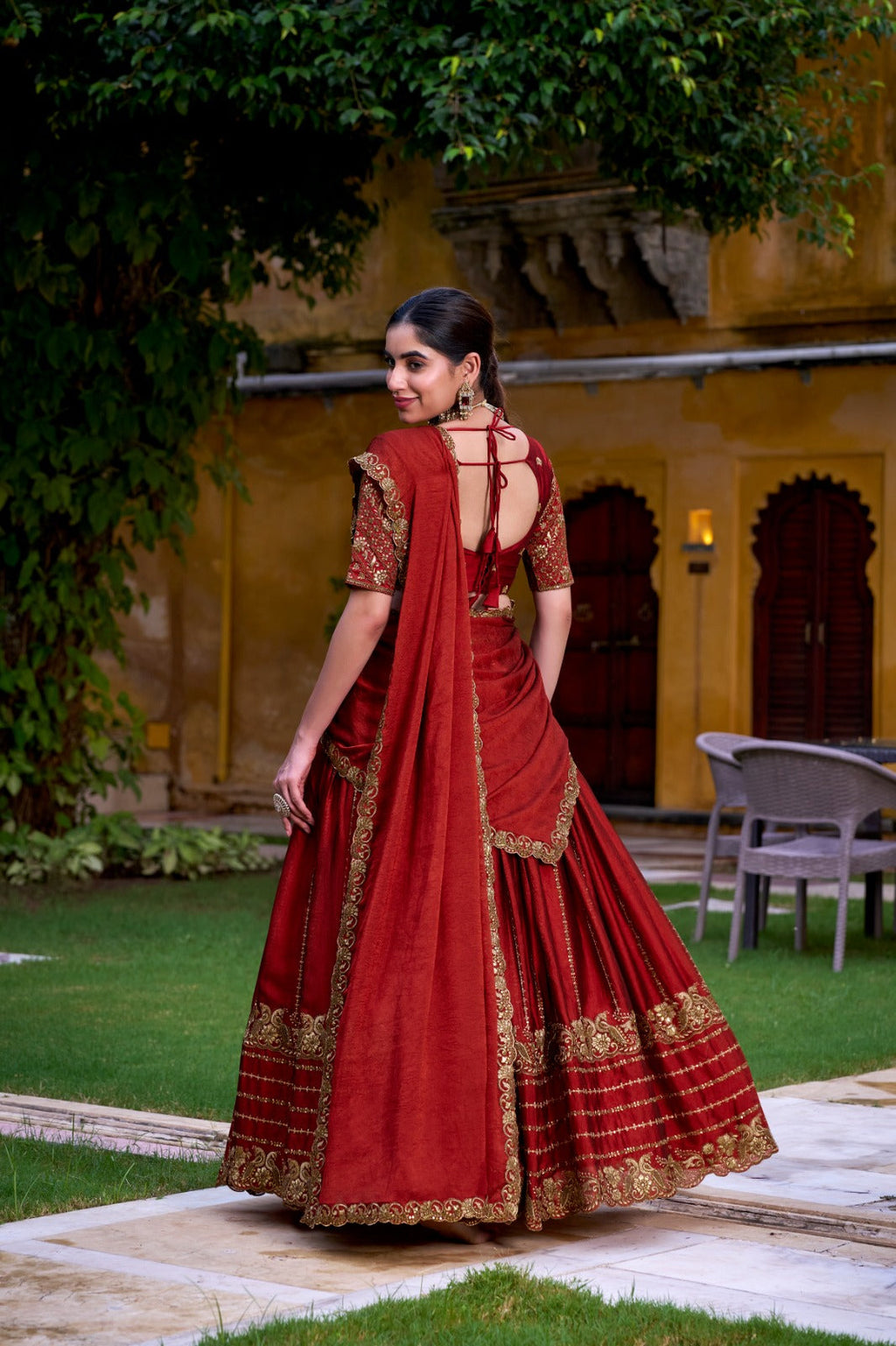 Lorenvalley Fashion Orange Rangoli Crush Sequins and Thread Embroidery Work Lehenga Choli with Dupatta