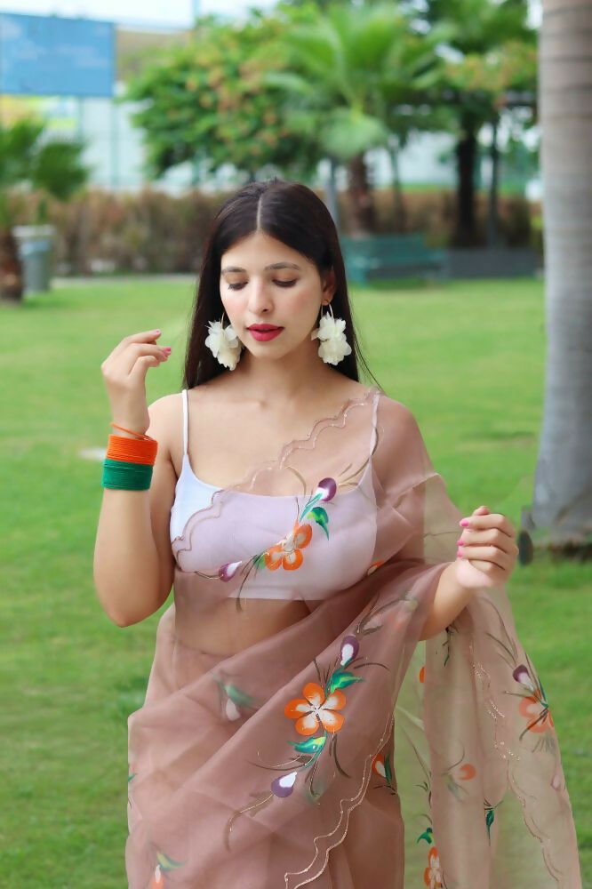 Vamsee Urmila Brown Organza Saree