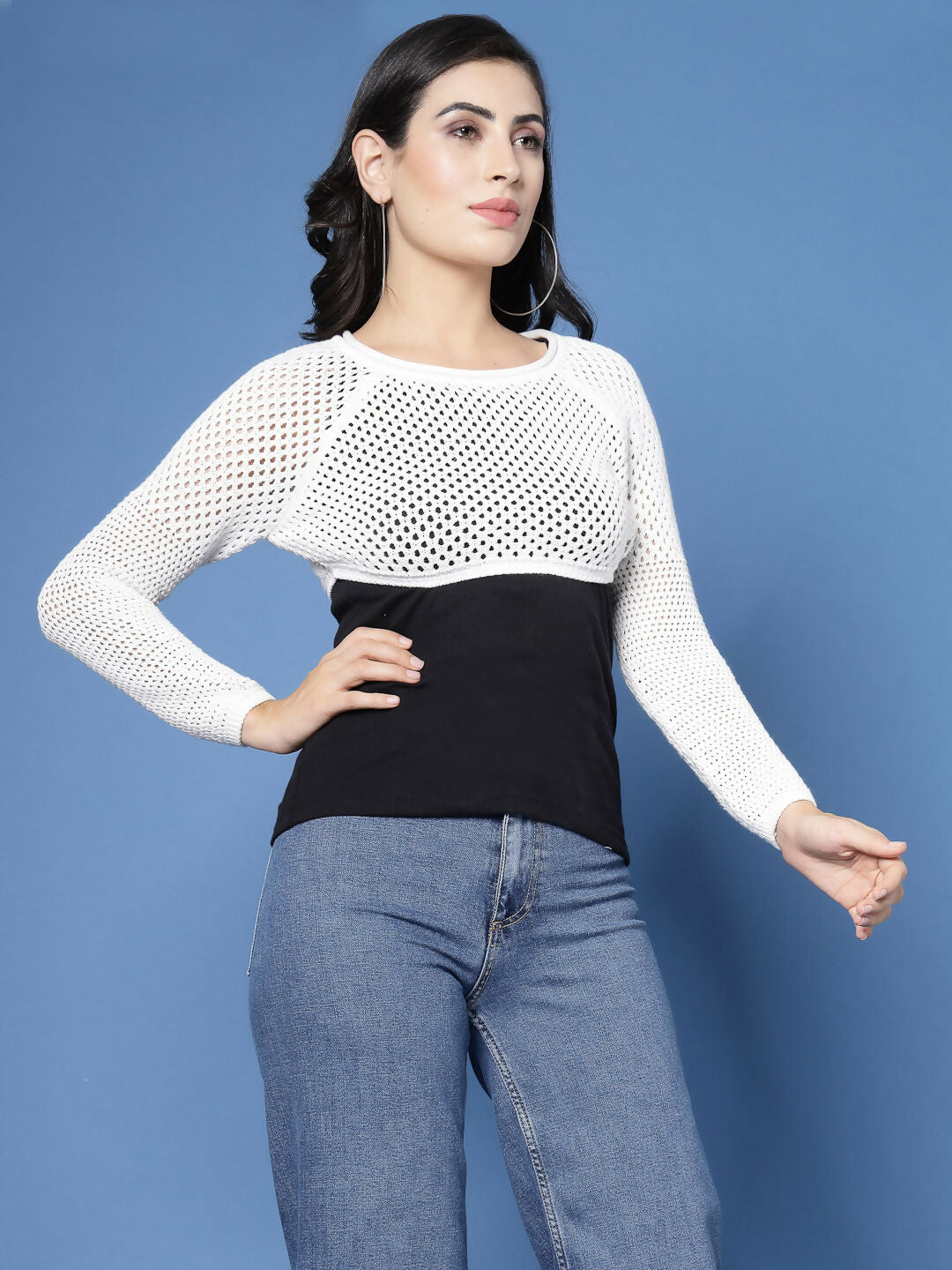 Women Winter White Color Cotton Pullover - Wool Trees