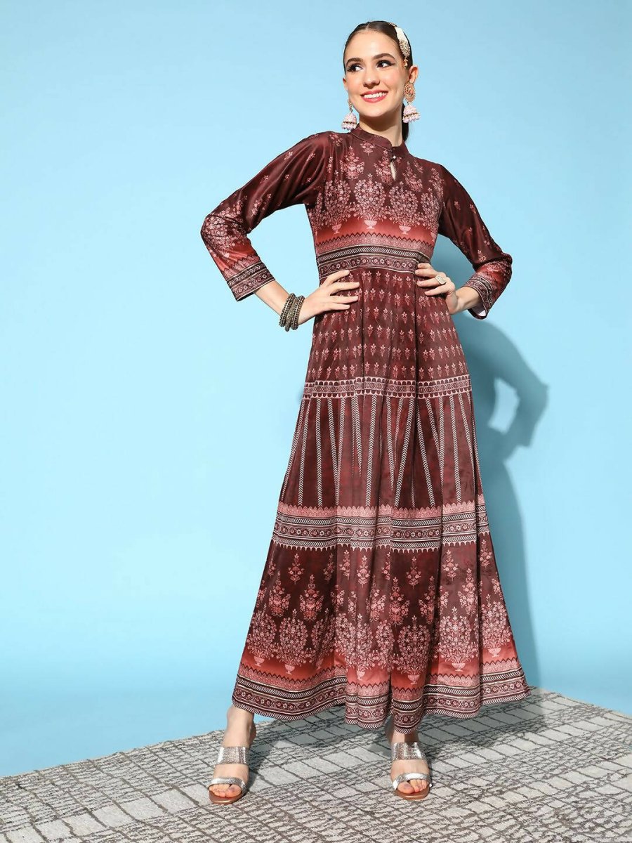 Ahalyaa Women's Beautiful Black Color Digital Print Velvet Kurta