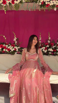 Prazu Fashion Dusty Rose Pink Fendy Silk Thread Sequence Anarkali Suit
