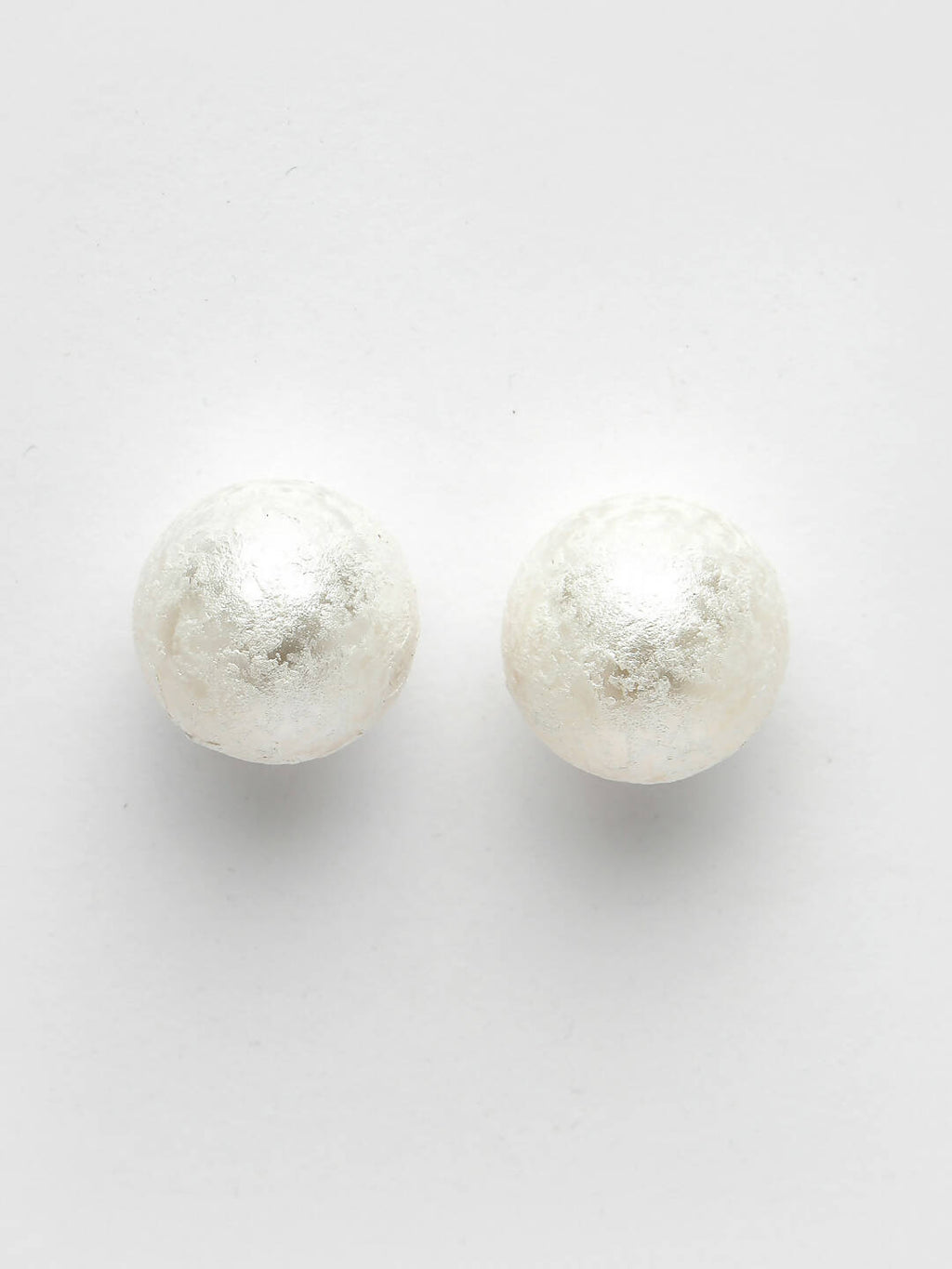 NVR Women's White Color Moon Stud Earrings