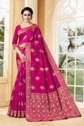 Vedant Vastram Litchi Silk Designer Banarasi Saree - Magenta